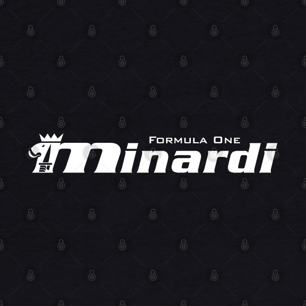 Minardi Formula 1 Team logo - white print by retropetrol